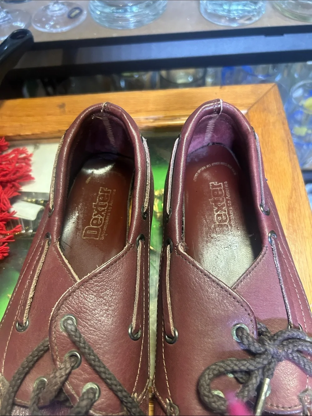 Bass Men's Maroon Leather Boat Shoes